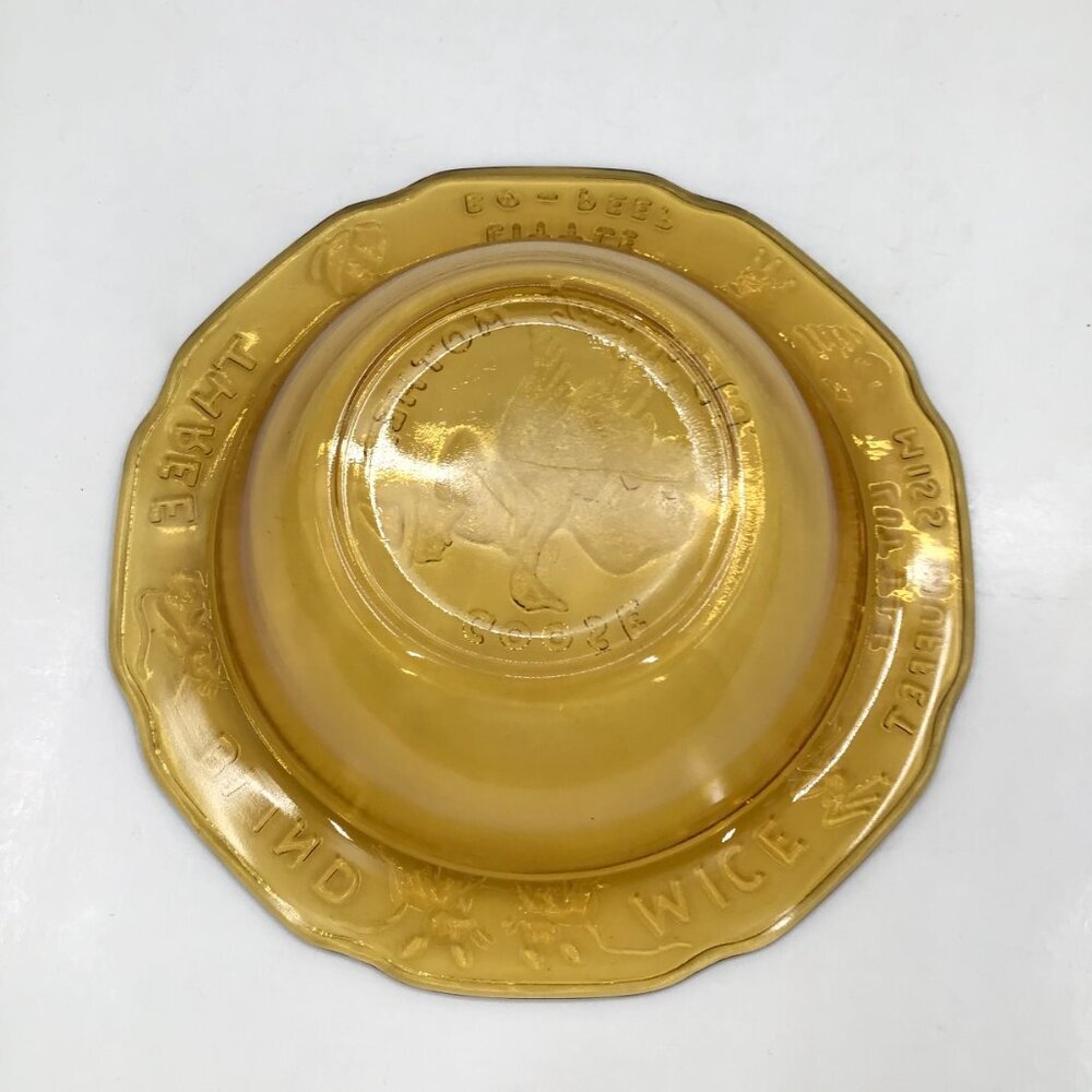 VTG Child's Cereal Bowl Nursery Rhymes Mother Goose Three Blind Mice Amber Glass - Picture 7 of 10